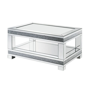 Noralie - Coffee Table With Open Compartment - Mirrored & Faux Diamonds