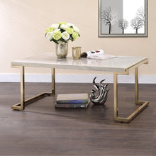 Boice II - Coffee Table - Faux Marble Top & Champagne