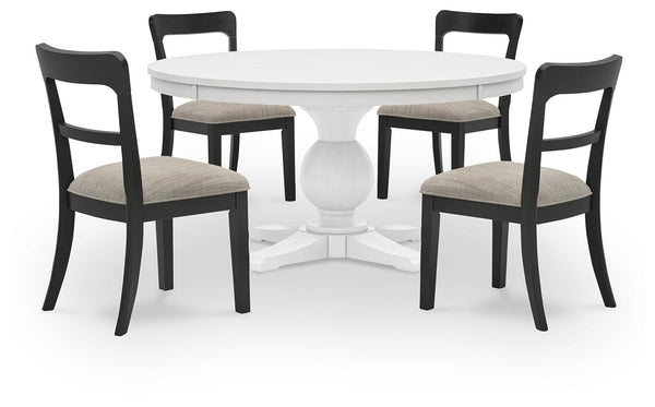 Greddinton Round Dining Table Set Black Chairs