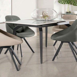 Mina - Rectangular Extension Dining Table - Gray Ceramic