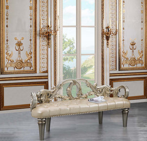 Danae - Bench - Champagne Synthetic Leather & Gold