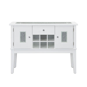 Elizaveta - Server - Faux Crystal Diamonds & White High Gloss