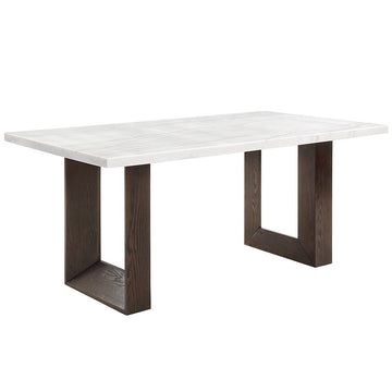 Edwyn - Dining Table With Marble Top - White Natural Marble Top & Brown