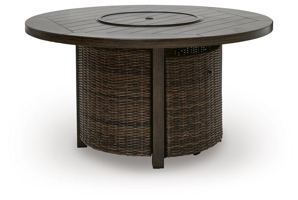 Monterey Point Round Fire Pit Table Dark Brown