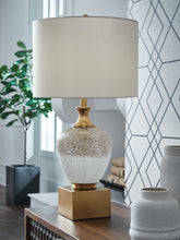 Tavisburg - Brown / White / Gold - Glass Table Lamp