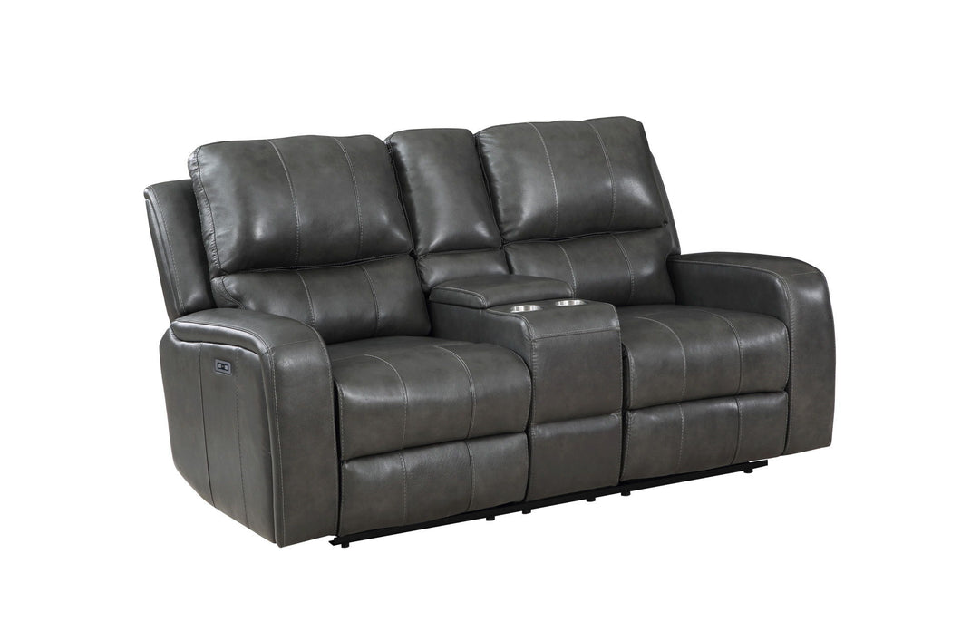 Linton - Leather Console Loveseat With Power Footrest