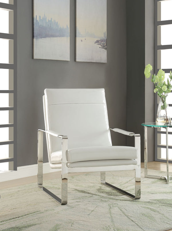 Rafael Accent Chair White Synthetic Leather & Stainless Steel