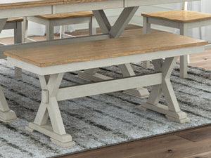 Purlaney - Antique White / Natural - Large Dining Room Bench