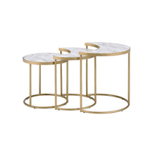 Anpay - Nesting Table Set - Faux Marble Top & Gold