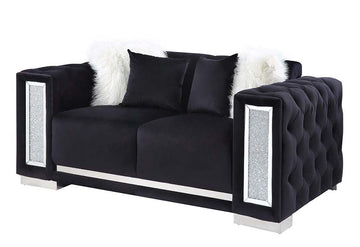 Trislar - Loveseat With 4 Pillows (Same 52526) - Black Velvet