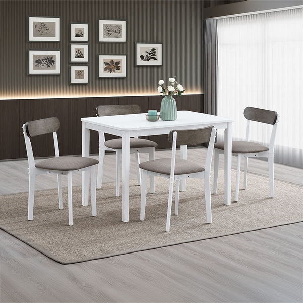 Fidelity 5 Piece Dining Set White & Gray