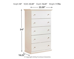 Bostwick - White - Five Drawer Chest