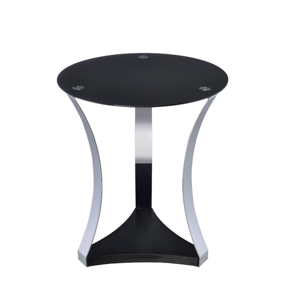 Geiger End Table Black Glass & Chrome
