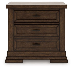 Taffenbrook - Three Drawer Night Stand - Medium Brown