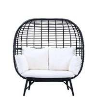 Penelope - Patio Lounge Chair - Cream Fabric & Black