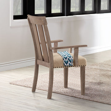 Nathaniel - Arm Chair (Set of 2) - Fabric & Maple