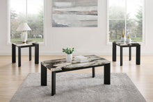 Strata - Faux Marble 3 Piece Occasional Set (1 Coffee & 2 End Tables) - Black / White