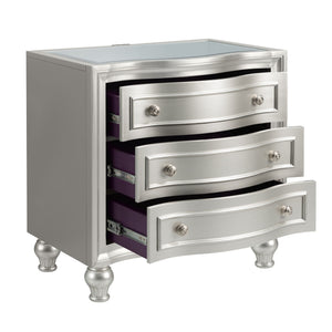 Reflections - Nightstand With Mirrored Top - Silver