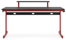 Lynxtyn - Red / Black - Home Office Desk with Raised Monitor Stand