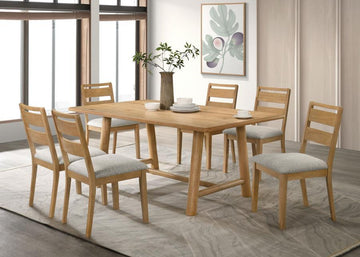 Duncan - 7 Piece Rectangular Wood Dining Table Set - Washed Oak