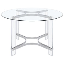 Keeling - 5 Piece Round Glass Top Acrylic Dining Set - Chrome