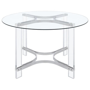 Keeling - 5 Piece Round Glass Top Acrylic Dining Set - Chrome