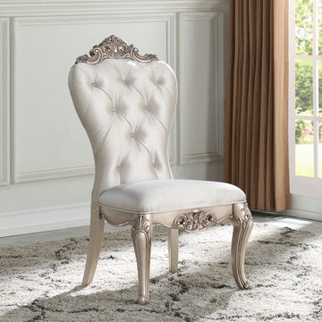 Gorsedd - Side Chair (Set of 2) - Cream Fabric & Golden Ivory