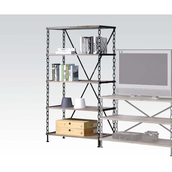 Jodie 72" Bookshelf Rustic Oak & Antique Black