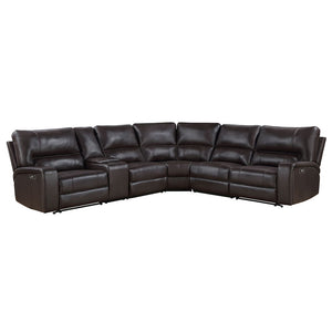 Saul - Power Motion Sectional Sofa - Espresso Leather-Aire