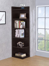 Alder 71-inch 6-shelf Corner Bookcase – Cappuccino
