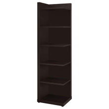 Alder 71-inch 6-shelf Corner Bookcase – Cappuccino