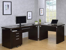 Skylar L-Shape Desk with Mobile File Cabinet – Cappuccino