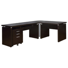 Skylar L-Shape Desk with Mobile File Cabinet – Cappuccino
