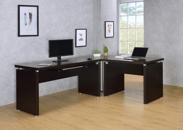 Skylar 83-inch L-Shaped Office Computer Desk – Cappuccino