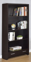 Skylar 71-inch 4-shelf Bookcase with Drawer – Cappuccino
