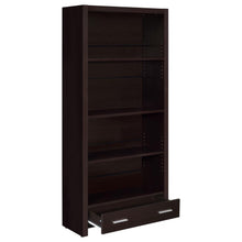 Skylar 71-inch 4-shelf Bookcase with Drawer – Cappuccino