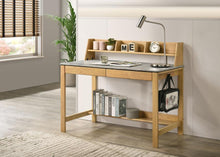 Besler 47-inch SmartTop™ Writing Desk with Shelf – Cement / Natural