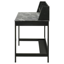 Besler 47-inch SmartTop™ Writing Desk with Shelf – Grey Stone / Black