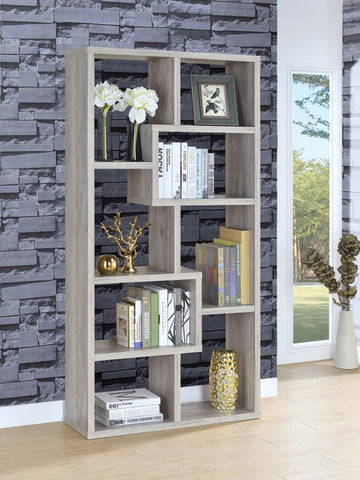 Theo 71-inch 6-shelf Bookshelf – Grey Driftwood