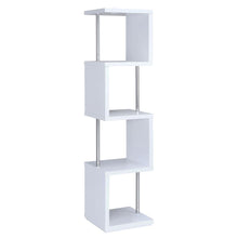 Baxter 67-inch 3-shelf Bookshelf White and Chrome – White