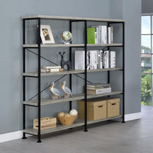 Analiese 63-inch 4-shelf Double Bookshelf – Grey Driftwood