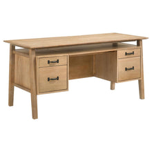 Goodson 64-inch 4-Drawer Double Pedestal Desk – Distressed Light Brown