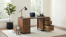 Berhalter 6-Drawer Double Pedestal File Computer Desk – Walnut / Black
