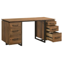 Berhalter 6-Drawer Double Pedestal File Computer Desk – Walnut / Black