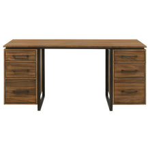 Berhalter 6-Drawer Double Pedestal File Computer Desk – Walnut / Black