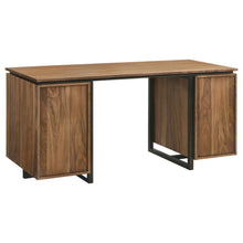Berhalter 6-Drawer Double Pedestal File Computer Desk – Walnut / Black