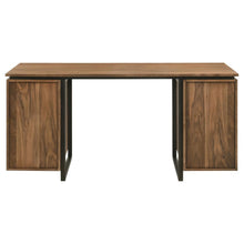 Berhalter 6-Drawer Double Pedestal File Computer Desk – Walnut / Black