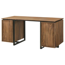Berhalter 6-Drawer Double Pedestal File Computer Desk – Walnut / Black
