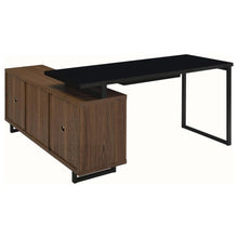 Maddox 60-inch L-Shape Office Computer Desk Black – Walnut