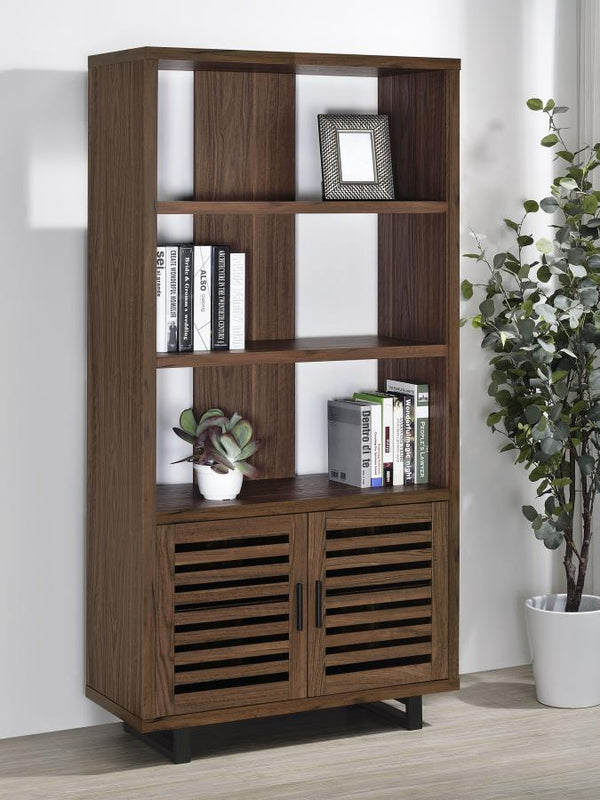 Maddox 71-inch 5-shelf Cabinet Bookcase – Walnut